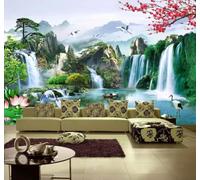 XLMING Bellezza Paesaggi Fiori Cascate Paradiso Carta Da Parati 3D Seta lusso Studio Sala Pranzo Divano Camera Per Mobili Letto Soggiorno Tv Muro-150cm×105cm