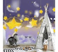 XLMING Bellissimo Cartone Animato Stelle Gialle Piume Bianche Carta Da Parati 3D Seta lusso Studio Sala Pranzo Divano Camera Per Mobili Letto Soggiorno Tv Muro-300cm×210cm