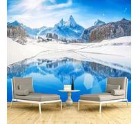 XLMING Bello Blu Cielo Montagne Lago Riflessi 3D Carta Da Parati Lusso Casa Soggiorno Divano Mobili Floreale Camera Letto TV Sfondo Muro-430cm×300cm