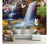 XLMING Bello Cascata Acqua Che Scorre Uccelli In Volo Natura Paesaggio 3D Carta da Parati Tessuto in Seta Ufficio Sala Pranzo Divano Camera Soggiorno TV Sfondo Muro-250cm×170cm