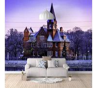 XLMING Bello Castello Giardino Tramonto Panorama Bosco 3D Carta da Parati Premium Aspetto Della Seta Studio Soggiorno Camera Letto Parete Divano Muro-200cm×140cm