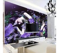 XLMING Bello Colorato Piante Bosco Donna Sensuale 3D Carta da Parati Premium Aspetto Della Seta Studio Soggiorno Camera Letto Parete Divano Muro-350cm×256cm