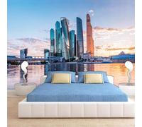 XLMING Bello Tramonto Mare Città Architettura Paesaggio 3D Carta da Parati Premium Aspetto Della Seta Studio Soggiorno Camera Letto Parete Divano Muro-430cm×300cm