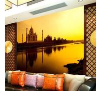 XLMING Bello Tramonto Superficie Del Lago Chiesa Architettura Alberello 3D Carta da Parati Premium Aspetto Della Seta Studio Soggiorno Camera Letto Parete Divano Muro-350cm×256cm