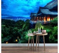 XLMING Bello Verde Foresta Architettura Panorama Notturno Carta Da Parati 3D Seta lusso Studio Sala Pranzo Divano Camera Per Mobili Letto Soggiorno Tv Muro-150cm×105cm