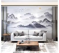 XLMING Bianco E Nero Acquerellato Paesaggio Uccelli In Volo Alba 3D Carta da Parati Premium Aspetto Della Seta Studio Soggiorno Camera Letto Parete Divano Muro-430cm×300cm
