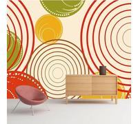 XLMING Caldo Bellissimo Cerchio Geometrico D'Arte Ad Acquerellato 3D Carta Da Parati Seta Testurizzata Alta Qualità Soggiorno Divano Camera Letto Pranzo Casa Muro-350cm×256cm