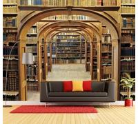 XLMING Carta Da Parati 3D Retro Libreria Libri Studio Biblioteca | Lussuosa Trama in Seta Ideale Per Sala da Pranzo Soggiorno Camera Letto Studio Ufficio Divani e Pareti Dietro TV-400cm×280cm