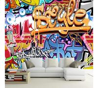 XLMING Cartone Animato Dipinto A Mano Lettere Colorate A Scarabocchio Fine 3D Carta Da Parati Seta Testurizzata Alta Qualità Soggiorno Divano Camera Letto Pranzo Casa Muro-400cm×280cm