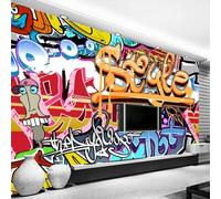 XLMING Cartone Animato Dipinto A Mano Lettere Graffite Colorate Fine Art 3D Carta Da Parati Lusso Casa Soggiorno Divano Mobili Floreale Camera Letto TV Sfondo Muro-400cm×280cm
