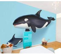 XLMING Cartone Animato Disegnato A Mano Animale Balena Assassina 3D Carta da Parati Tessuto in Seta Ufficio Sala Pranzo Divano Camera Soggiorno TV Sfondo Muro-300cm×210cm