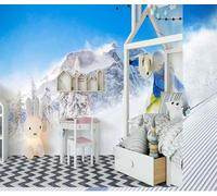 XLMING Cielo Azzurro Montagne Boschi Sci 3D Carta Da Parati Lusso Casa Soggiorno Divano Mobili Floreale Camera Letto TV Sfondo Muro-300cm×210cm