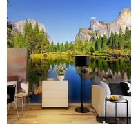 XLMING Cielo Azzurro Montagne Verde Boschi Laghi 3D Carta Da Parati Lusso Casa Soggiorno Divano Mobili Floreale Camera Letto TV Sfondo Muro-150cm×105cm