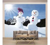 XLMING Cielo Blu Montagne Innevate Boschi Pupazzo Di Neve Bianco 3D Carta Da Parati Lusso Casa Soggiorno Divano Mobili Floreale Camera Letto TV Sfondo Muro-430cm×300cm
