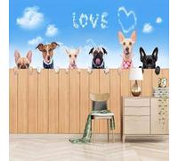XLMING Cielo Blu Nuvole Bianche Animali Cani Creativo 3D Carta da Parati Premium Aspetto Della Seta Studio Soggiorno Camera Letto Parete Divano Muro-150cm×105cm