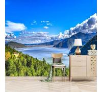 XLMING Cielo Blu Nuvole Bianche Cime Montuose Fiumi Foreste Carta Da Parati 3D Seta lusso Studio Sala Pranzo Divano Camera Per Mobili Letto Soggiorno Tv Muro-430cm×300cm