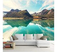 XLMING Cielo Blu Nuvole Bianche Cime Montuose Laghi Riflessi 3D Carta Da Parati Seta Testurizzata Alta Qualità Soggiorno Divano Camera Letto Pranzo Casa Muro-400cm×280cm