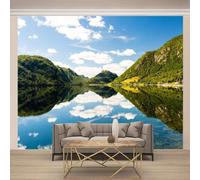 XLMING Cielo Blu Nuvole Bianche Cime Montuose Laghi Riflessi Carta Da Parati 3D Seta lusso Studio Sala Pranzo Divano Camera Per Mobili Letto Soggiorno Tv Muro-430cm×300cm