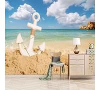 XLMING Cielo Blu Nuvole Bianche Mare Spiaggia Ancora 3D Carta da Parati Premium Aspetto Della Seta Studio Soggiorno Camera Letto Parete Divano Muro-200cm×140cm