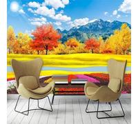 XLMING Cielo Blu Nuvole Bianche Montagne Autunno Boschi 3D Carta Da Parati Lusso Casa Soggiorno Divano Mobili Floreale Camera Letto TV Sfondo Muro-430cm×300cm