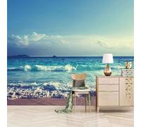 XLMING Cielo Blu Spiaggia Onde Mare 3D Carta da Parati Premium Aspetto Della Seta Studio Soggiorno Camera Letto Parete Divano Muro-300cm×210cm