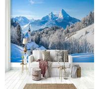 XLMING Cielo Blu Stereoscopico Montagne Boschi Neve 3D Carta Da Parati Lusso Casa Soggiorno Divano Mobili Floreale Camera Letto TV Sfondo Muro-400cm×280cm