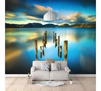 XLMING Cielo Montagne Blu Lago Riflesso 3D Carta da Parati Premium Aspetto Della Seta Studio Soggiorno Camera Letto Parete Divano Muro-250cm×170cm