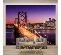 XLMING Cielo Viola Edifici Ponti Fiumi 3D Carta Da Parati Lusso Casa Soggiorno Divano Mobili Floreale Camera Letto TV Sfondo Muro-400cm×280cm
