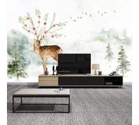 XLMING Cime Di Montagna Astratte Boschi Alci Fiori Uccelli 3D Carta da Parati Premium Aspetto Della Seta Studio Soggiorno Camera Letto Parete Divano Muro-250cm×170cm