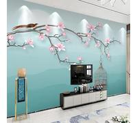 XLMING Classici Caldi Bellissimi Fiori Ad Acquerello Gabbia Per Uccelli Carta Da Parati 3D Seta lusso Studio Sala Pranzo Divano Camera Per Mobili Letto Soggiorno Tv Muro-350cm×256cm