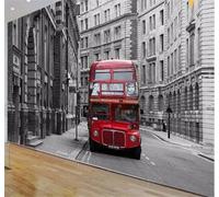 XLMING Classico Arte Retrò Nostalgico Rosso Autobus 3D Carta da Parati Tessuto in Seta Ufficio Sala Pranzo Divano Camera Soggiorno TV Sfondo Muro-300cm×210cm