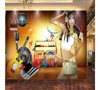 XLMING Colore Musica Registratore Chitarra Donna Ballroom 3D Carta da Parati Premium Aspetto Della Seta Studio Soggiorno Camera Letto Parete Divano Muro-250cm×170cm
