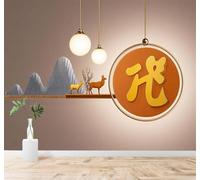 XLMING Creatività Minimalismo Cervo Vette Lampada A Sospensione Dall'Atmosfera Calda 3D Carta da Parati Tessuto in Seta Ufficio Sala Pranzo Divano Camera Soggiorno TV Sfondo Muro-150cm×105cm