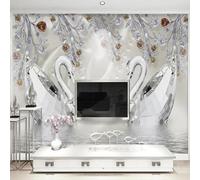 XLMING Creatività Tridimensionale Cigno Lago Arte 3D Carta Da Parati Lusso Casa Soggiorno Divano Mobili Floreale Camera Letto TV Sfondo Muro-350cm×256cm