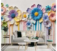 XLMING Creativo Colorato Floreale Petali Con Texture Gocce Di Vernice 3D Carta da Parati Premium Aspetto Della Seta Studio Soggiorno Camera Letto Parete Divano Muro-430cm×300cm
