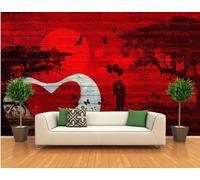 XLMING Creativo Cuore Rosso Alberi Luna Carta Da Parati 3D Seta lusso Studio Sala Pranzo Divano Camera Per Mobili Letto Soggiorno Tv Muro-350cm×256cm