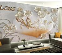 XLMING Creativo Cuore Tridimensionale Floreale Farfalla Carta Da Parati 3D Seta lusso Studio Sala Pranzo Divano Camera Per Mobili Letto Soggiorno Tv Muro-400cm×280cm