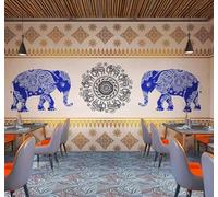 XLMING Creativo Disegnato A Mano Blu Elefante Sala Yoga Carta Da Parati 3D Seta lusso Studio Sala Pranzo Divano Camera Per Mobili Letto Soggiorno Tv Muro-400cm×280cm