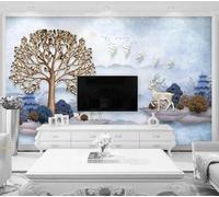 XLMING Creativo Foresta Alci Uccelli In Volo Alba Carta Da Parati 3D Seta lusso Studio Sala Pranzo Divano Camera Per Mobili Letto Soggiorno Tv Muro-250cm×170cm