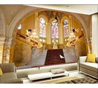 XLMING Creativo Tridimensionale Dorato Architettura Angelo Carta Da Parati 3D Seta lusso Studio Sala Pranzo Divano Camera Per Mobili Letto Soggiorno Tv Muro-250cm×170cm