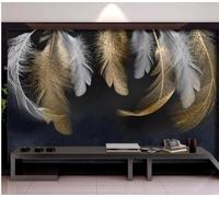XLMING Creativo Tridimensionale Oro Bianco Piume Carta Da Parati 3D Seta lusso Studio Sala Pranzo Divano Camera Per Mobili Letto Soggiorno Tv Muro-150cm×105cm