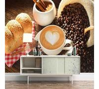 XLMING Creativo Tridimensionale Pane Caffè Chicchi Di Caffè 3D Carta Da Parati Lusso Casa Soggiorno Divano Mobili Floreale Camera Letto TV Sfondo Muro-400cm×280cm