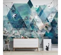 XLMING Disegnato A Mano Acquerellato Arte Geometria Astratto Uccelli In Volo 3D Carta da Parati Premium Aspetto Della Seta Studio Soggiorno Camera Letto Parete Divano Muro-150cm×105cm