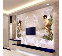 XLMING Disegnato A Mano Arte Angeli Colonne Romane Piante Nuvole 3D Carta da Parati Premium Aspetto Della Seta Studio Soggiorno Camera Letto Parete Divano Muro-200cm×140cm