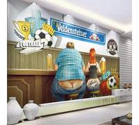 XLMING Disegnato A Mano Arte Cartoni Animati Coppa Del Mondo Calcio Birra 3D Carta da Parati Premium Aspetto Della Seta Studio Soggiorno Camera Letto Parete Divano Muro-200cm×140cm