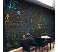 XLMING Disegnato A Mano Arte Formule Matematiche Colorato Gesso Lavagna 3D Carta da Parati Tessuto in Seta Ufficio Sala Pranzo Divano Camera Soggiorno TV Sfondo Muro-150cm×105cm
