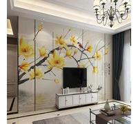 XLMING Disegnato A Mano Bello Rami Fiori Barchette Uccelli 3D Carta da Parati Premium Aspetto Della Seta Studio Soggiorno Camera Letto Parete Divano Muro-250cm×170cm