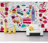 XLMING Disegnato A Mano Cartone Animato Autobus Pane Fiore 3D Carta da Parati Tessuto in Seta Ufficio Sala Pranzo Divano Camera Soggiorno TV Sfondo Muro-250cm×170cm