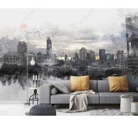 XLMING Disegnato A Mano Città Architettura Bianco E Nero Alba Carta Da Parati 3D Seta lusso Studio Sala Pranzo Divano Camera Per Mobili Letto Soggiorno Tv Muro-430cm×300cm