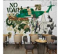 XLMING Disegnato A Mano Colorato Arte Aerei Personaggi Muri Di Mattoni 3D Carta da Parati Tessuto in Seta Ufficio Sala Pranzo Divano Camera Soggiorno TV Sfondo Muro-150cm×105cm